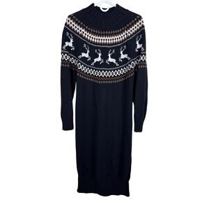 Barbour Kingsbury Wool Blend‎ Knit Sweater Dress Fair Isle Women Size 8